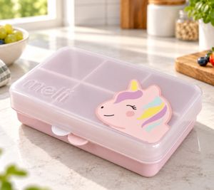 684ml Melii Snackle Mini Caja para Snacks Unicornio con 6 Compartimentos & Separador Extraíble **Producto de segunda selección – probado** Rosa