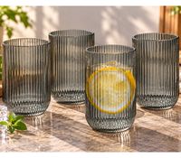 4 Stück DR Home Division Trinkglas 4 x 260 ml für alle Getränke geeignet **B-Ware – geprüft** in Grau
