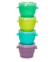 4er-Pack Melii Snap & Go Snackdosen je 118ml, stapelbar & miteinander verbindbar, luftdicht und auslaufsicher **B-Ware – geprüft** Mehrfarbig