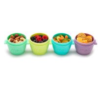 4er-Pack Melii Snap & Go Snackdosen je 118ml, stapelbar & miteinander verbindbar, luftdicht und auslaufsicher **B-Ware – geprüft** Mehrfarbig
