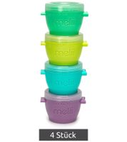 4er-Pack Melii Snap & Go Snackdosen je 118ml, stapelbar & miteinander verbindbar, luftdicht und auslaufsicher **B-Ware – geprüft** Mehrfarbig