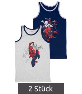 2-Pack MARVEL SPIDER-MAN Kids' Undershirts – Cotton Tank Tops with Assorted Designs, Multicolored
