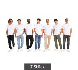 Lot de 7 T-shirts pour homme FRUIT OF THE LOOM en pur coton, col rond, manches courtes, blanc