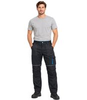 Men’s Softshell Work Trousers with Practical Pockets and Reinforced Knees – Durable Work Trousers in Black/Blue