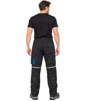 Men’s Softshell Work Trousers with Practical Pockets and Reinforced Knees – Durable Work Trousers in Black/Blue