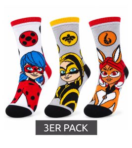 3 Pairs Miraculous Ladybug comfortable Kids' Socks with Different Designs Multicoloured