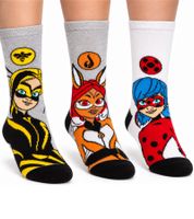 3 Pairs Miraculous Ladybug comfortable Kids' Socks with Different Designs Multicoloured