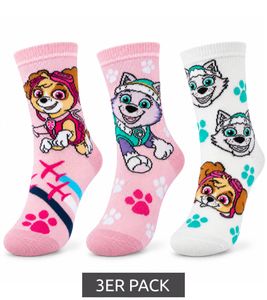 3 Pairs Paw Patrol Kids' Cotton Socks – Comfortable Girls' Socks with 3 Different Designs – Multicoloured