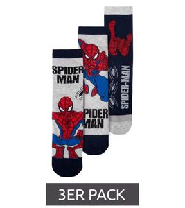 3 Pairs of Spider-Man Kids' Cotton Socks – Comfortable MARVEL Socks with 3 Different Spiderman Designs – Multicoloured