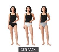 3-Pack Women’s Briefs – Comfortable cotton panties with an elastic waistband and classic fit, 7661900, Black, Gray & White