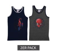 2-Pack MARVEL SPIDER-MAN Kids' Undershirts – Cotton Tank Tops with Assorted Designs, Multicolored