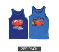 2-Pack Disney PIXAR Cars Kids' Cotton Undershirts – Sleeveless Tank Tops with Different Designs – Multicoloured