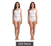 2-Pack Women’s High-Waisted Briefs – Comfortable Cotton High-Waist Panties (with or without Lace) – Women’s High-Rise Underwear 7661900 in White