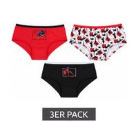 3-Pack Miraculous Ladybug Cotton Panties for Kids – Comfortable Underwear for Girls with 3 Different Designs – Multicolored