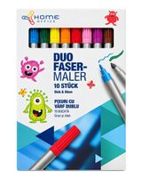 Set da 10 pennarelli a doppia punta Sellner Home Office, 10 colori, con punta spessa e sottile per disegnare e scrivere – **Articolo di seconda scelta (B-Ware) – controllato** – Colori assortiti