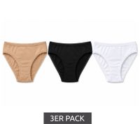 3-Pack Women's Briefs – Comfortable Cotton Underwear with Elastic Waistband and Classic Fit – Black, Brown & White