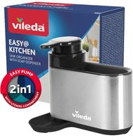 Vileda Sink Organizer with Convenient Dish Soap Dispenser – Stainless Steel Storage for Dishwashing Essentials **B-Stock – Inspected** Silver/Black