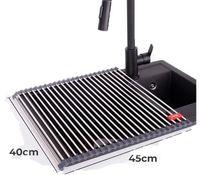 Vileda Roll-up Sink Dish Drying Rack – 45 x 40 cm with 24 rods – Space-saving drying mat **B-stock – inspected** Silver