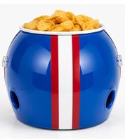 Casque à snacks « Football américain » – Ensemble de 4 pièces pour chips, sauces et friandises – Bleu/Rouge/Blanc