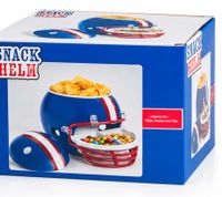 Casque à snacks « Football américain » – Ensemble de 4 pièces pour chips, sauces et friandises – Bleu/Rouge/Blanc