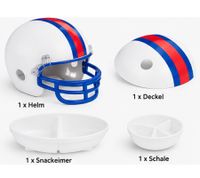 Casque à snacks pour football américain – Ensemble de 4 récipients pour chips, sauces et friandises (Blanc/Rouge/Bleu)