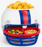 Casque à snacks pour football américain – Ensemble de 4 récipients pour chips, sauces et friandises (Blanc/Rouge/Bleu)