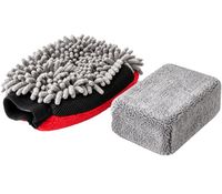 2 Stück WALSER Waschhandschuh & Schwamm Mikrofaser Mikrofasertuch für Auto & Haushalt **B-Ware – geprüft** Mehrfarbig