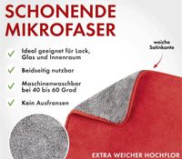 WALSER EXPERT Premium Mikrofasertuch ca. 48 x 42 cm für Auto & Haushalt **B-Ware – geprüft** Rot/Grau