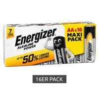16-Pack Energizer Alkaline Power AA Batteries (LR6) – 1.5 V, Long-Lasting Energy **B-Stock – Inspected** Silver