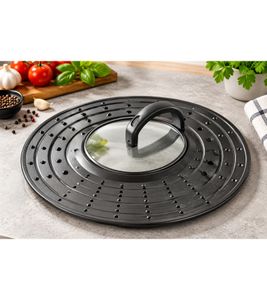 KRÜGER Tokio Non-Stick Universal Splatter Guard with Viewing Window for Pans and Pots (Ø 20, 24, and 28 cm) – **B-Stock (Outlet Item) – Inspected** – Black