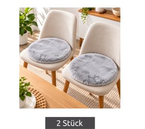 Set of 2 andiamo faux fur seat cushions, approx. Ø 40 cm, with a soft surface – chair cushions, home decor, grey