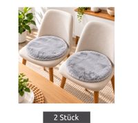 Set of 2 andiamo faux fur seat cushions, approx. Ø 40 cm, with a soft surface – chair cushions, home decor, grey