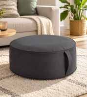 ca. Ø 54 × 26 cm zeller Sitzpouf mit Trageschlaufe Sitzhocker Wohnaccessoire Grau