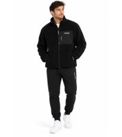 bruno banani Herren Sherpa-Fleecejacke Markenlogo auf der Brusttasche Teddy-Fleecejacke Schwarz