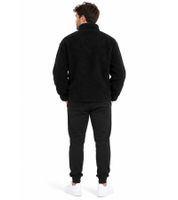 bruno banani Herren Sherpa-Fleecejacke Markenlogo auf der Brusttasche Teddy-Fleecejacke Schwarz
