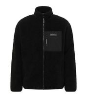bruno banani Herren Sherpa-Fleecejacke Markenlogo auf der Brusttasche Teddy-Fleecejacke Schwarz