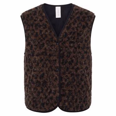 Mazine Printed Teddy-Fleece Vest - Damen Kunstfellweste