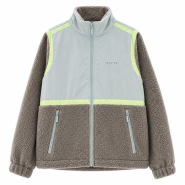 Mazine Material-Mix Zip Jacket - Damen Kunstfelljacke
