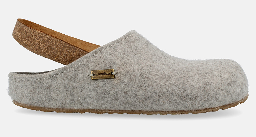 graue Damen Hausschuhe mit Wechselfussbett von Haflinger