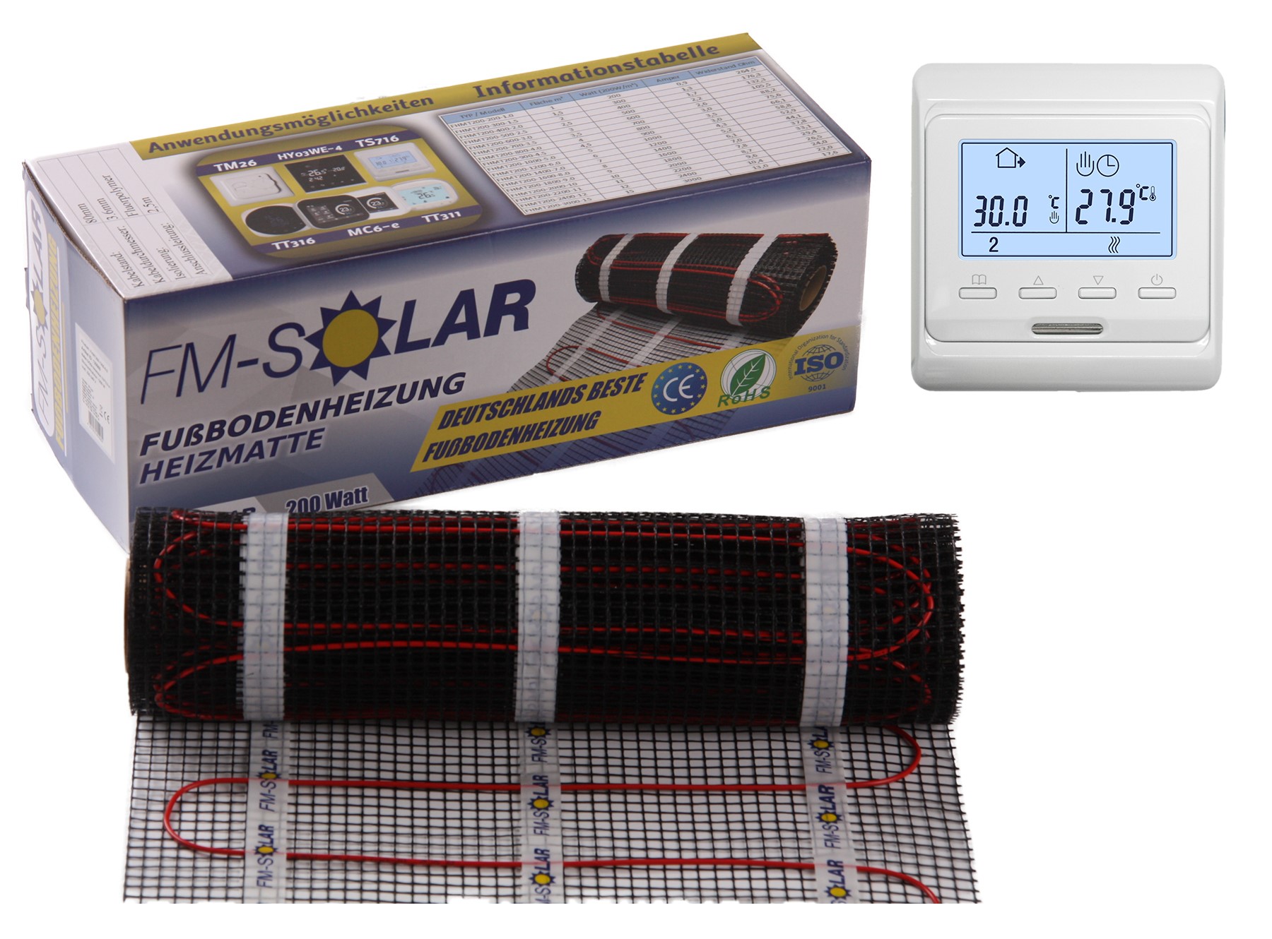 [Paket] 2m² Elektrische Fußbodenheizung 200W/m² Elektro Bodenheizung ...