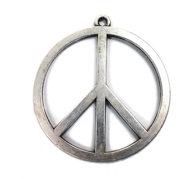 Minott Anhänger Peace Zeichen im Antik Design versilbert Ø ca. 55mm