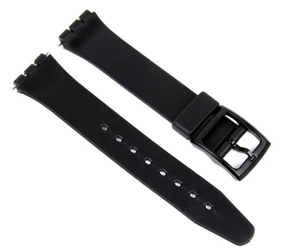 Eulit Ersatzband Uhrenarmband Kunststoff 17mm für Swatch Uhren schwarzA
