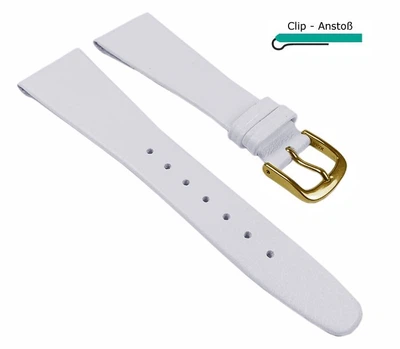 Uhrenarmband Leder mit Clip weiß Kurze Länge Natina 23372G
