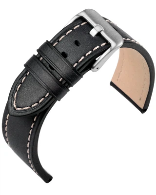 EULIT | Zeppelin Uhrenarmband | robustes Rindleder | schwarz 24366