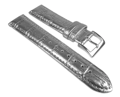 Minott Uhrenarmband Leder Silberfarben Kroko Prägung 25256S
