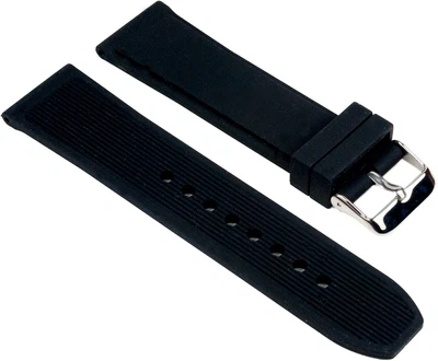 Ersatzband Uhrenarmband Silikon Band schwarz glatt 25541S