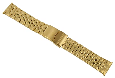 ROWI Ersatzband Uhrenarmband Edelstahl HiTecGold glänzend/matt 22mm Made in Germany 25570G