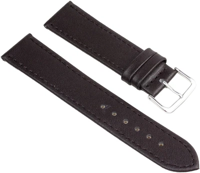 Ersatzband Uhrenarmband Leder Dunkelbraun mit Ton-in-Ton-Ziernaht 25609S