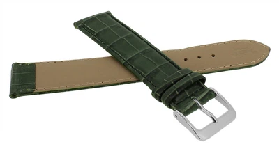 Nevada Uhrenarmband Kalbsleder Kroko-Prägung Dunkelgrün 25706S