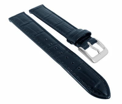 Nevada Uhrenarmband Kalbsleder Kroko-Prägung Dunkelblau - Kurze Länge 25729S